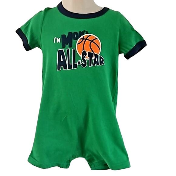 Carter's Baby Green Romper Basketball Short Sleeve Outfit Size 24M - Picture 2 of 7
